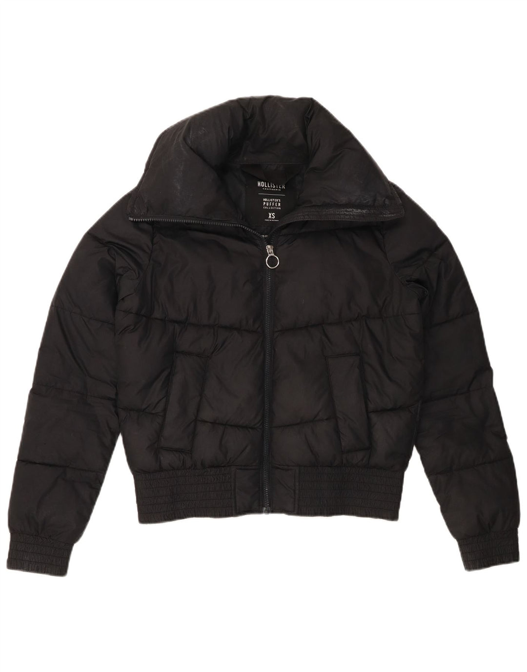 HOLLISTER Damen Übergroße wattierte Jacke UK 6 XS Schwarz Polyester