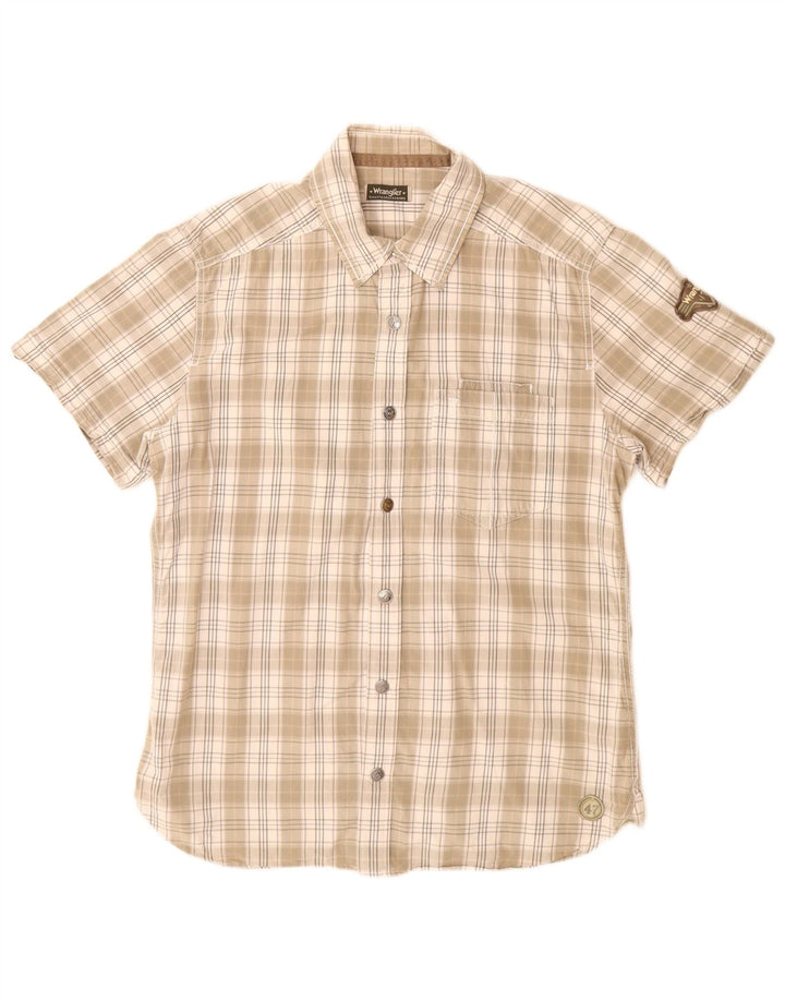 Wrangler Herren-Kurzarmhemd, groß, beige, kariert, Baumwolle
