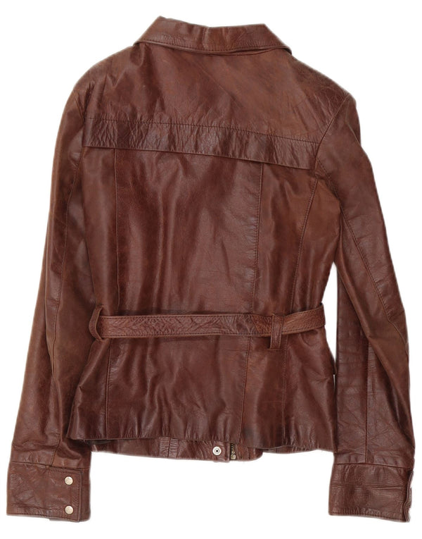 Lavorazione Artigianale Damen Lederjacke UK 10 Small Braun