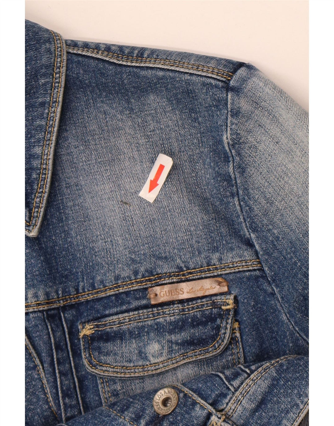 Guess Damen Crop Denim Jacke UK 6 XS Blaue Baumwolle
