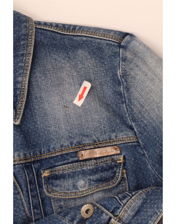 Guess Damen Crop Denim Jacke UK 6 XS Blaue Baumwolle