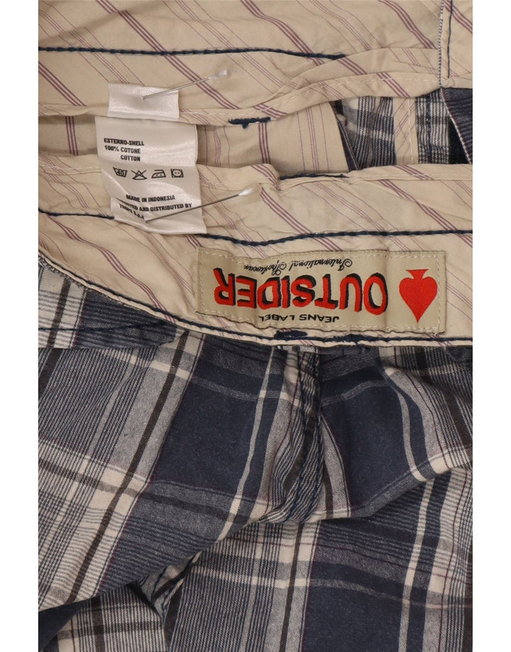Outsider Herren-Chinoshorts W30 aus mittelblau karierter Baumwolle