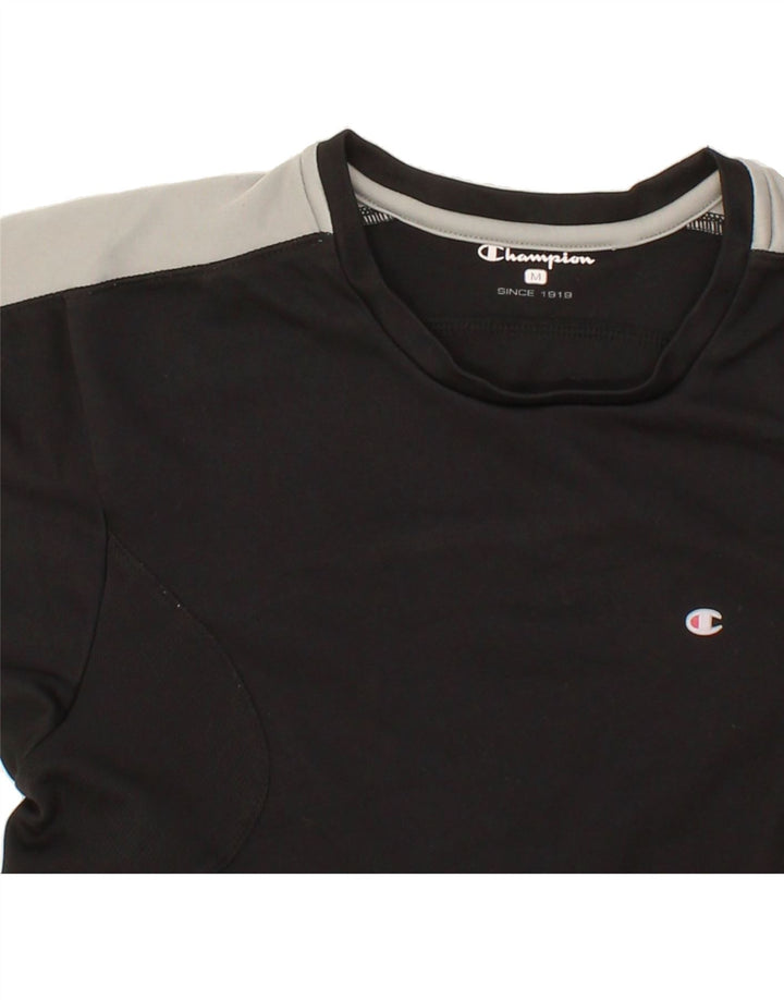 CHAMPION Womens T-Shirt Top UK 12 Medium Black Colourblock Vintage Champion and Second-Hand Champion from Messina Hembry 