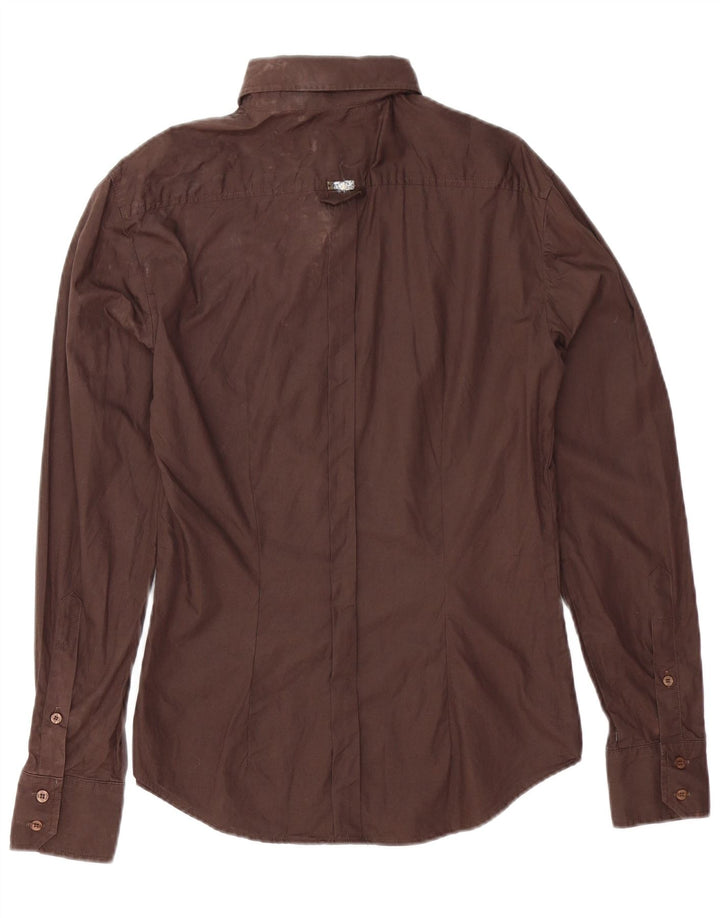 Just Cavalli Damen-Hemd UK 14 aus mittelbrauner Baumwolle