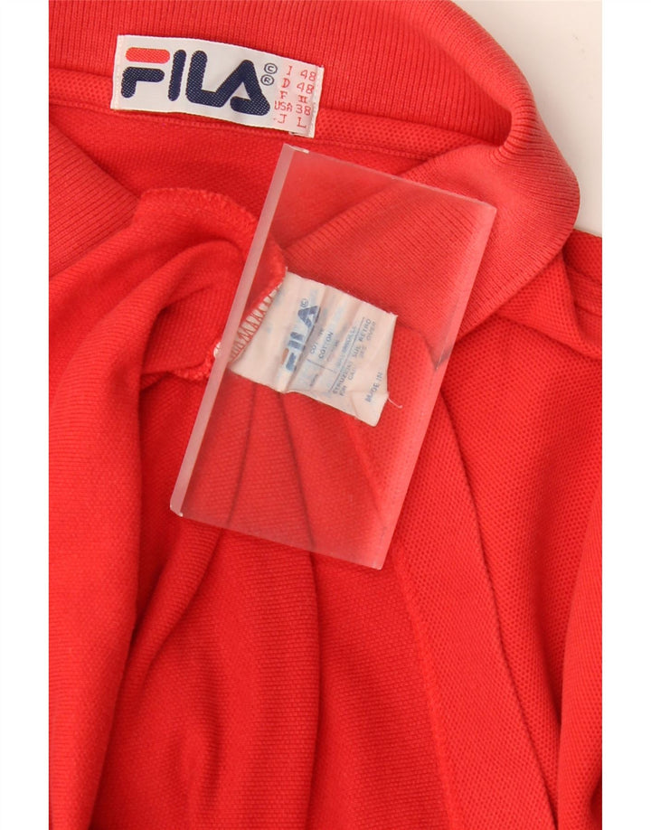 FILA Mens Polo Shirt IT 48 Medium Red Cotton Vintage Fila and Second-Hand Fila from Messina Hembry 
