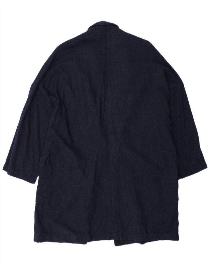 ZARA Damen Übergroßer Mantel UK 16 Große marineblaue Viskose