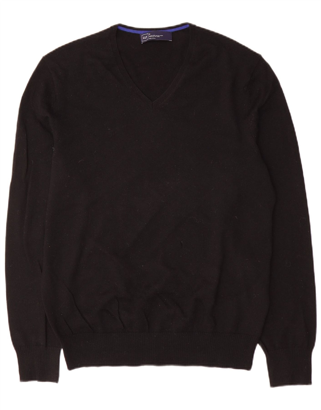 Gap Herren-Pullover mit V-Ausschnitt aus mittelschwarzer Merinowolle
