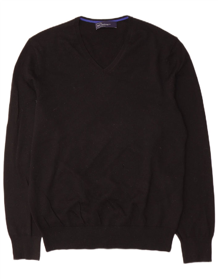 Gap Herren-Pullover mit V-Ausschnitt aus mittelschwarzer Merinowolle