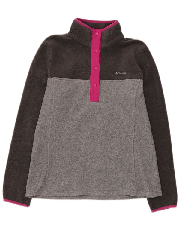 COLUMBIA Damen-Fleecepullover mit Knopfkragen, UK 14, Mittelgrau, Farbblock