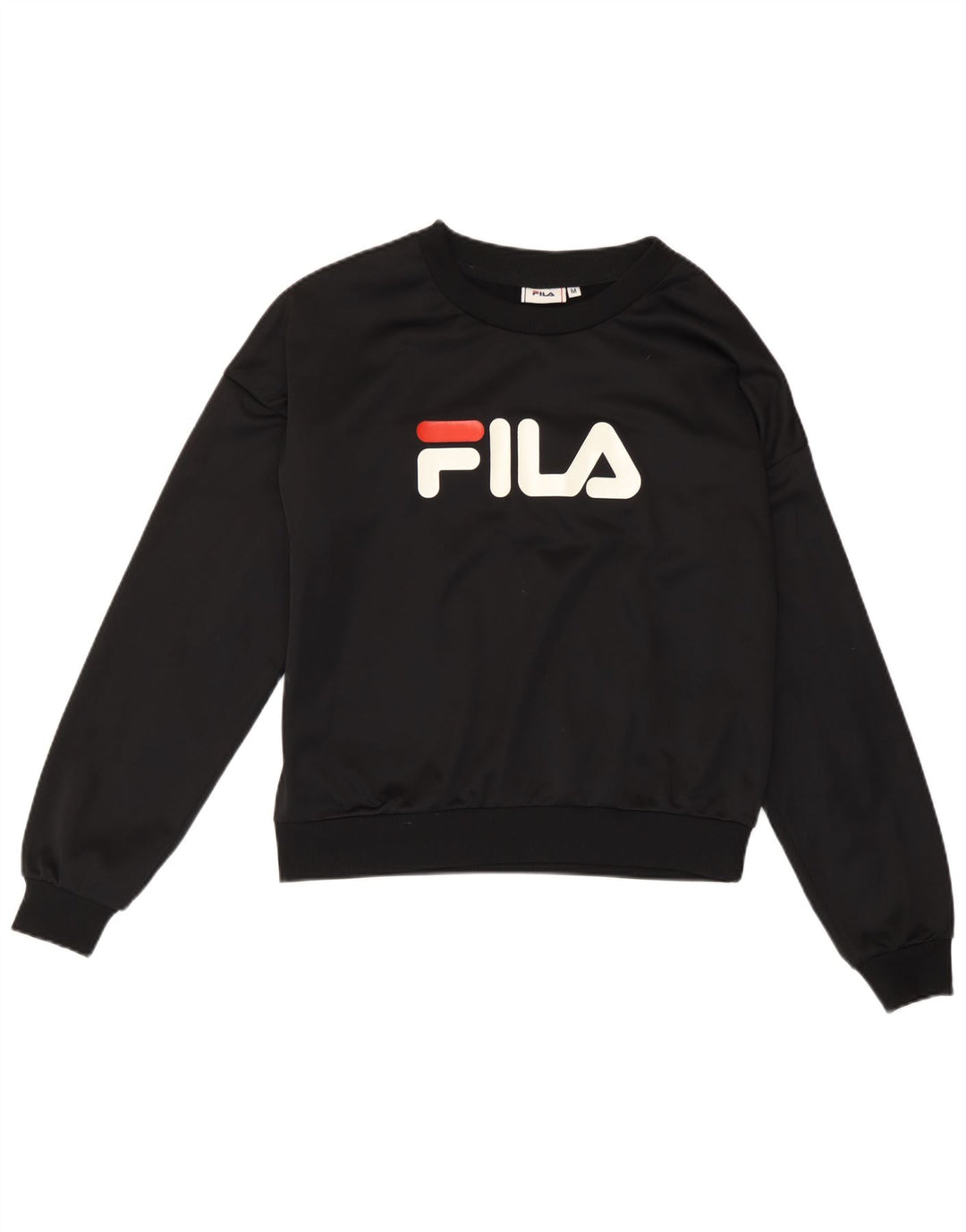 Fila Damen Grafik-Sweatshirt-Pullover UK 14 Mittelschwarzes Polyester