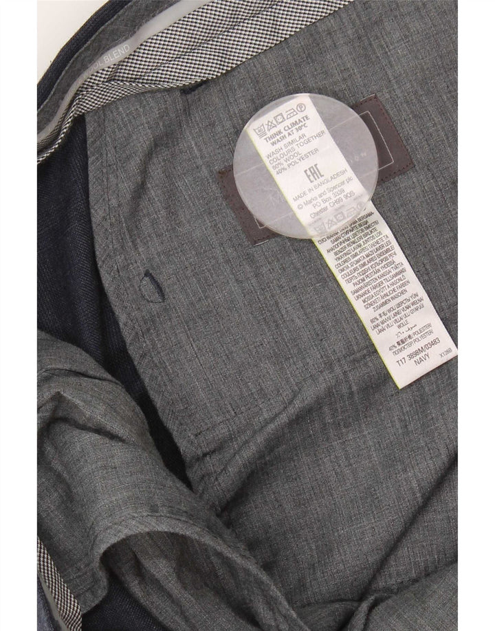 Marks & Spencer Herren-Anzughose mit maßgeschneiderter Passform, W42 L31, Marineblau kariert