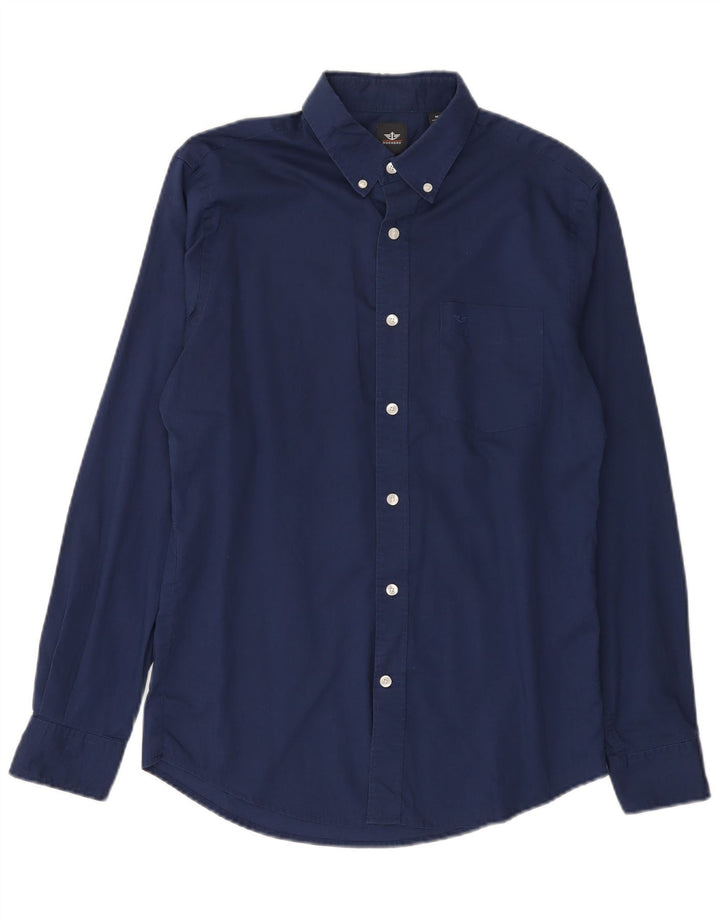 Dockers Herrenhemd aus mittelblauer Baumwolle in Marineblau