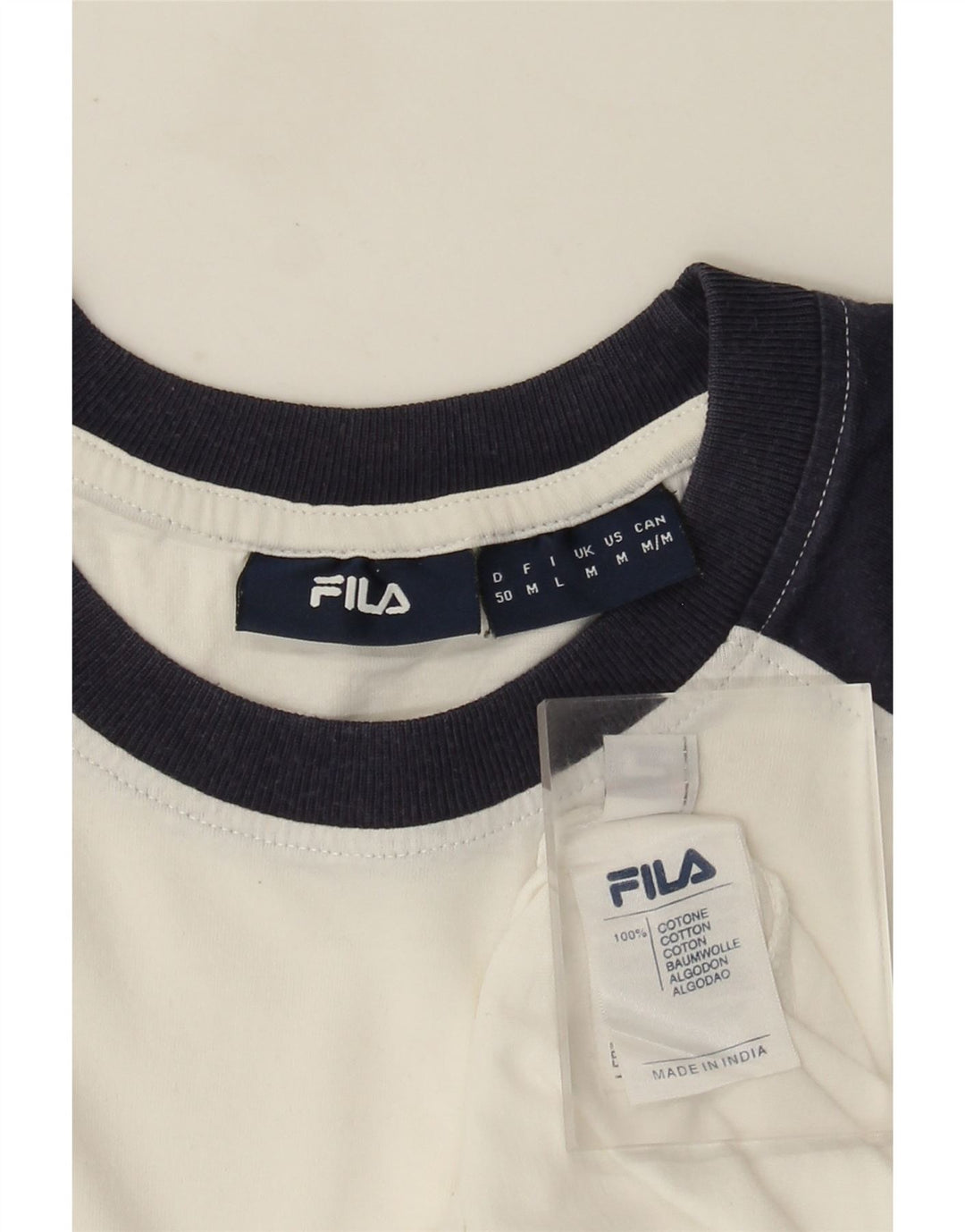Fila Herren Grafik-T-Shirt-Oberteil aus mittelweißer Colourblock-Baumwolle