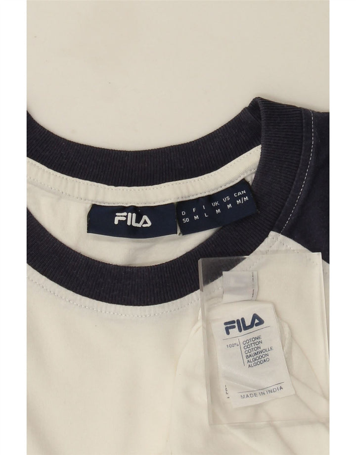 Fila Herren Grafik-T-Shirt-Oberteil aus mittelweißer Colourblock-Baumwolle