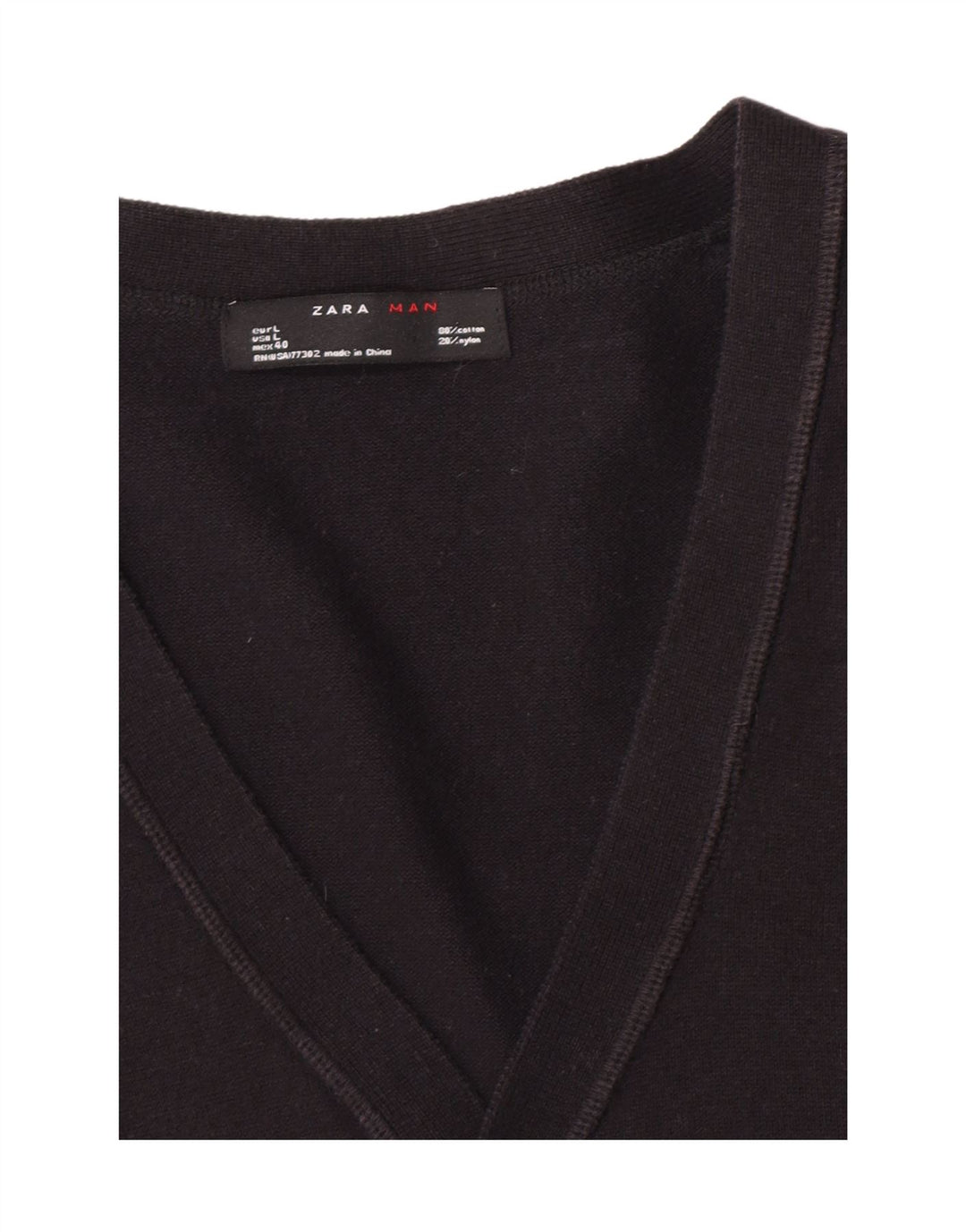 Zara Herren-Strickjacke, groß, aus schwarzer Baumwolle