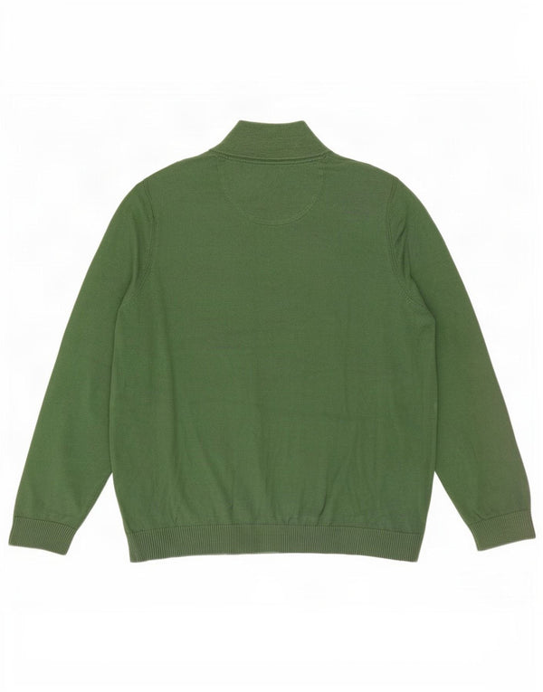 Fat Face Herren-Pullover mit Reißverschluss am Hals, 2XL, grüne Baumwolle