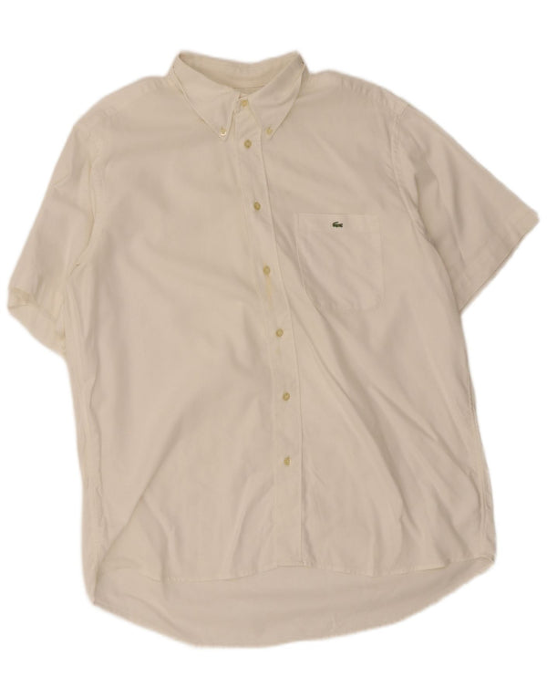 Lacoste Herren-Kurzarmhemd, Größe 42, große weiße Baumwolle