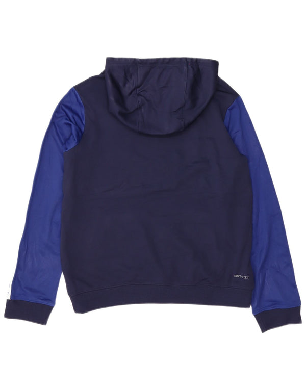 Nike Dri Fit Kapuzenpullover für Jungen, 13–14 Jahre, XL, Marineblau, Farbblock