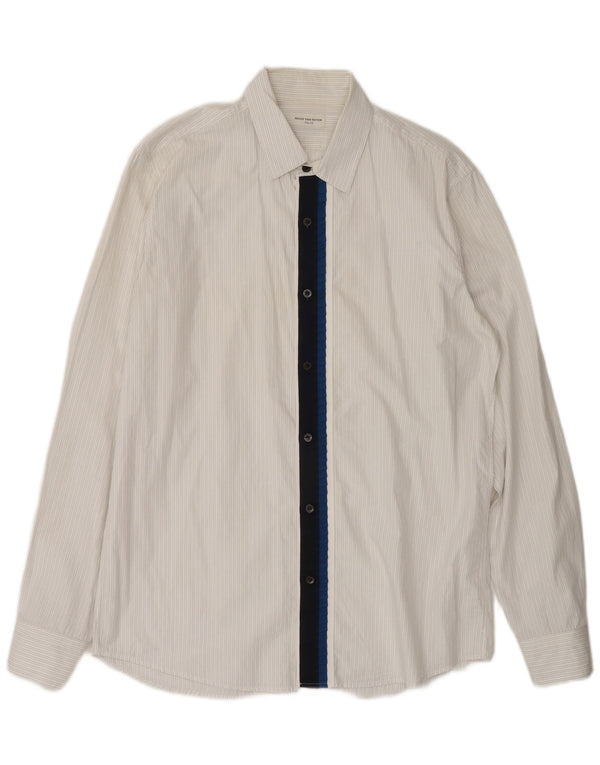 Dries Van Noten Mens Shirt IT 52 Large White Pinstripe Cotton