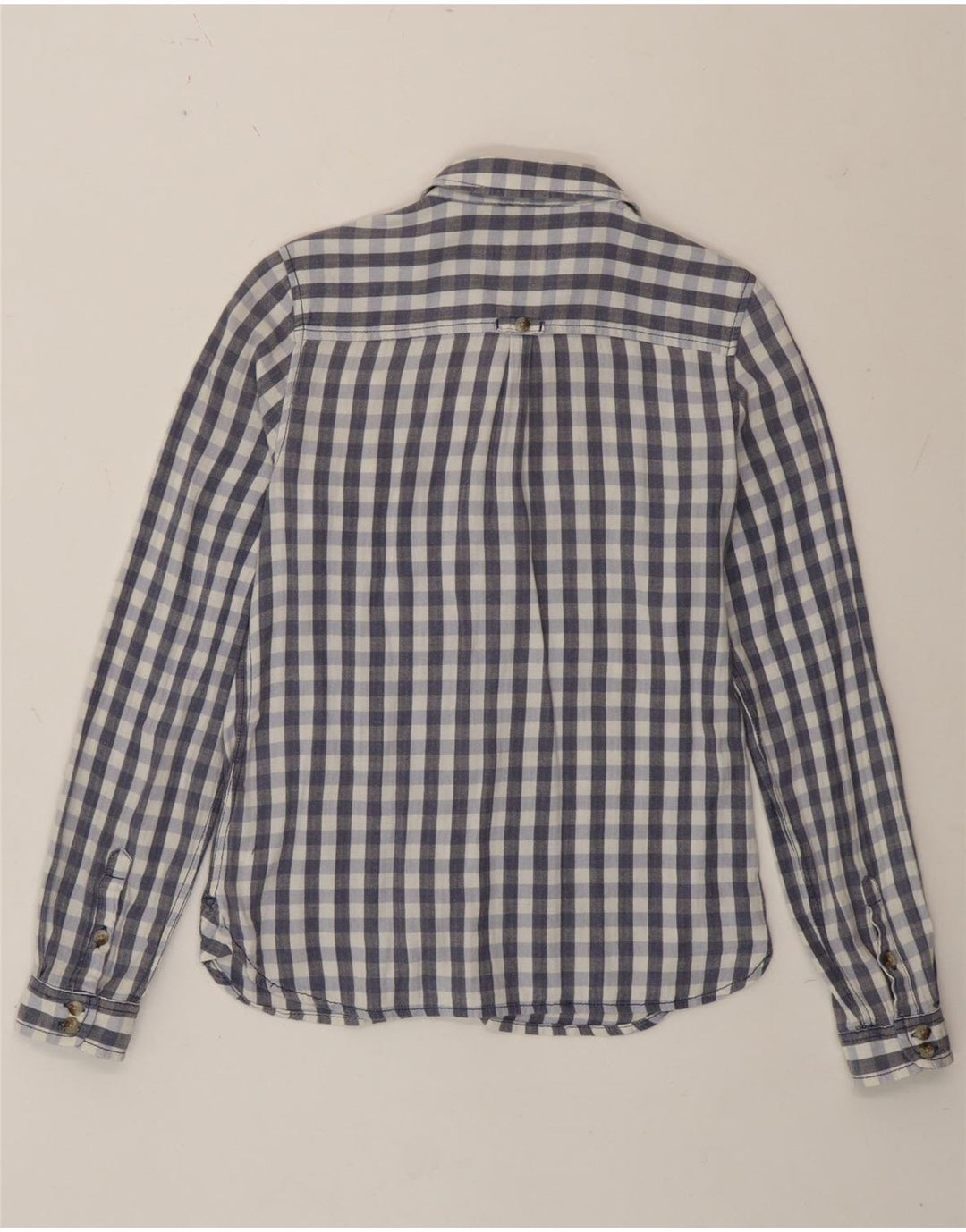 Fat Face Damen-Hemd mit klassischer Passform, UK 12, mittelblaue Gingham-Baumwolle