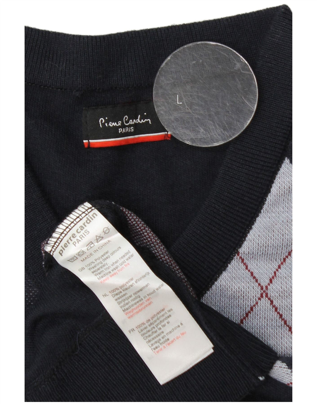 Pierre Cardin Herren-Pullover mit V-Ausschnitt, groß, Marineblau mit Argyle-Muster/Diamantmuster