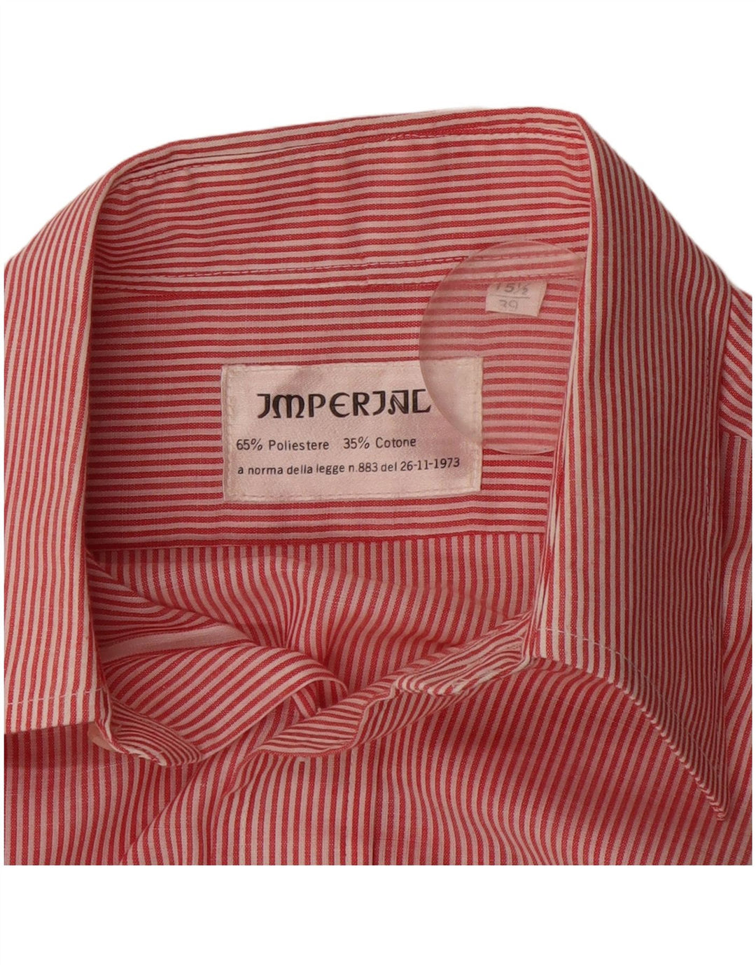 Imperial Herrenhemd Größe 39 15 1/2 Mittelrotes Nadelstreifen-Polyester
