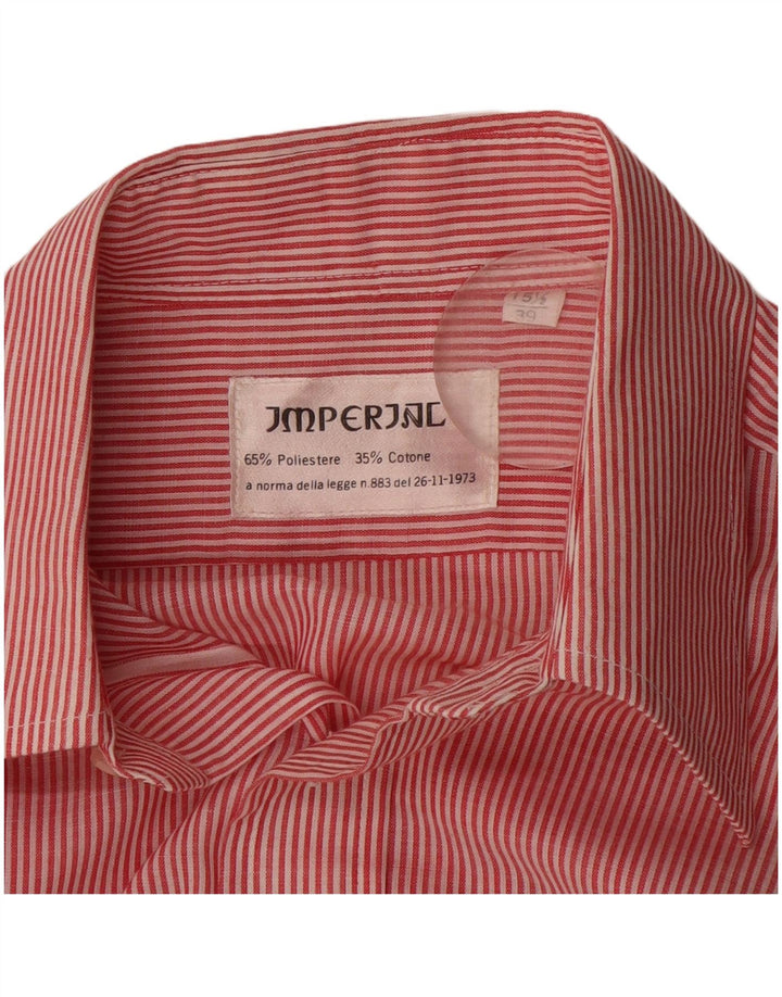 Imperial Herrenhemd Größe 39 15 1/2 Mittelrotes Nadelstreifen-Polyester