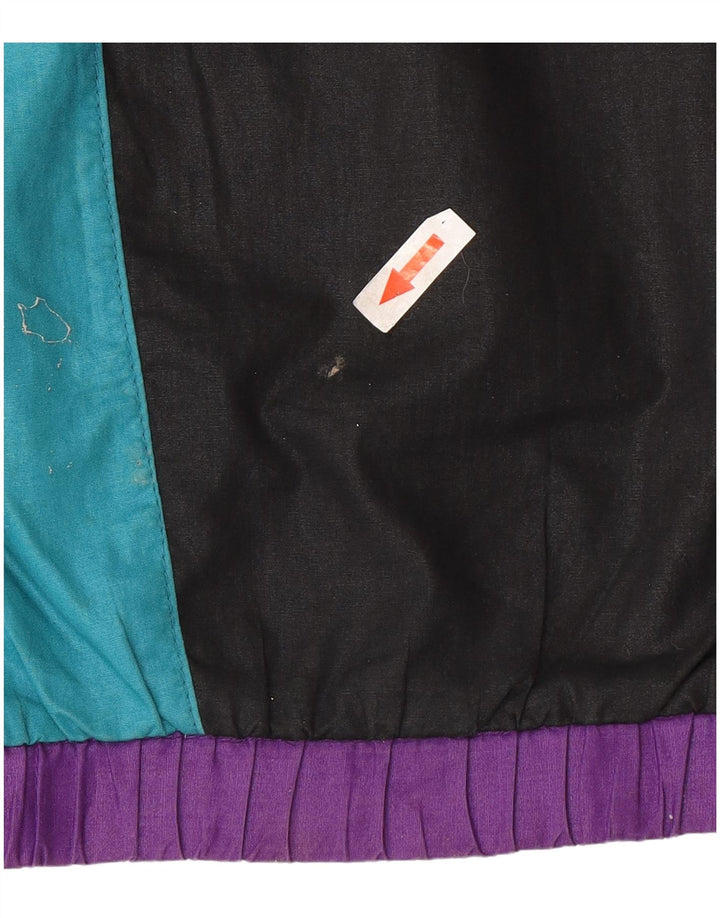 Vintage Damen-Trainingsanzug mit Grafik, UK 20 2XL, schwarzes Farbblock-Polyester