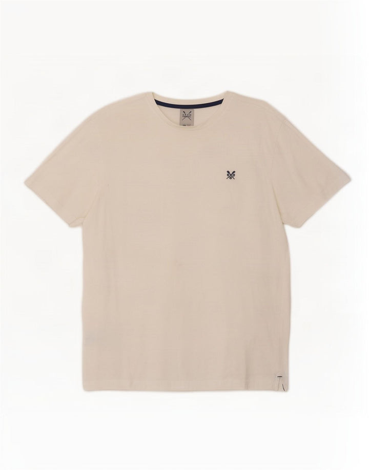 Crew Clothing Herren-T-Shirt-Oberteil aus mittelweißer Baumwolle