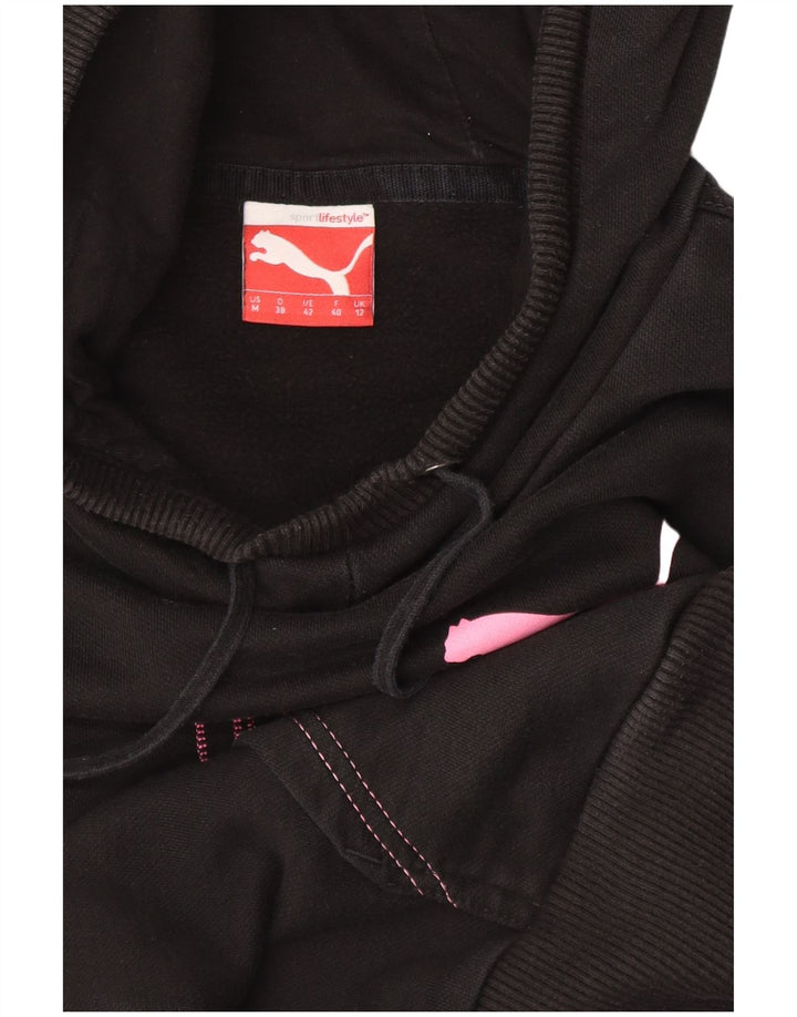 Puma Damen Graphic Hoodie Pullover UK 12 Medium Schwarz