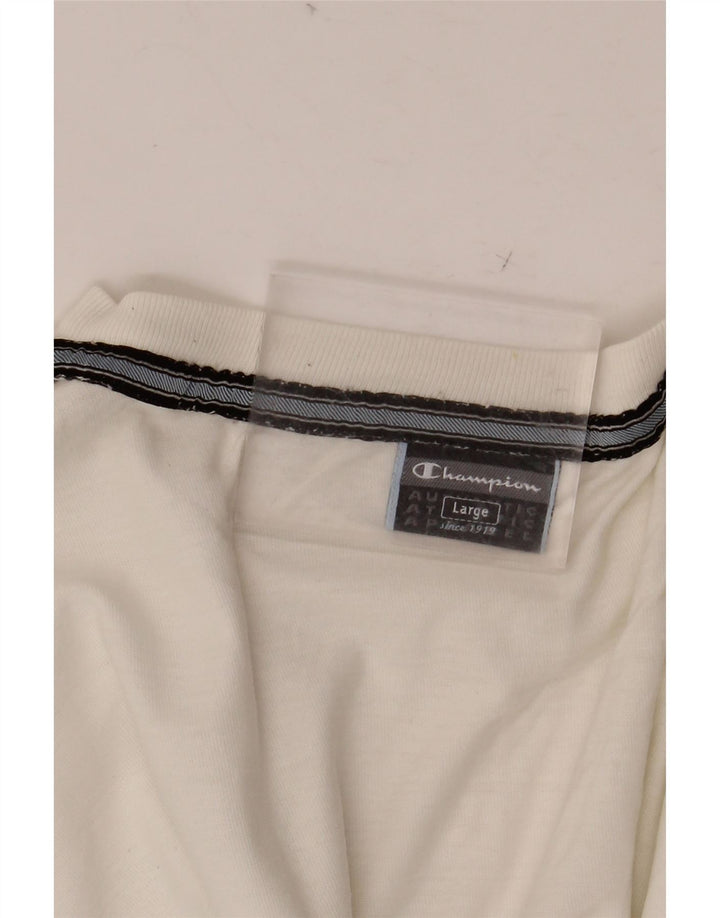 CHAMPION Damen Grafik-T-Shirt-Oberteil UK 16 Large Weiß