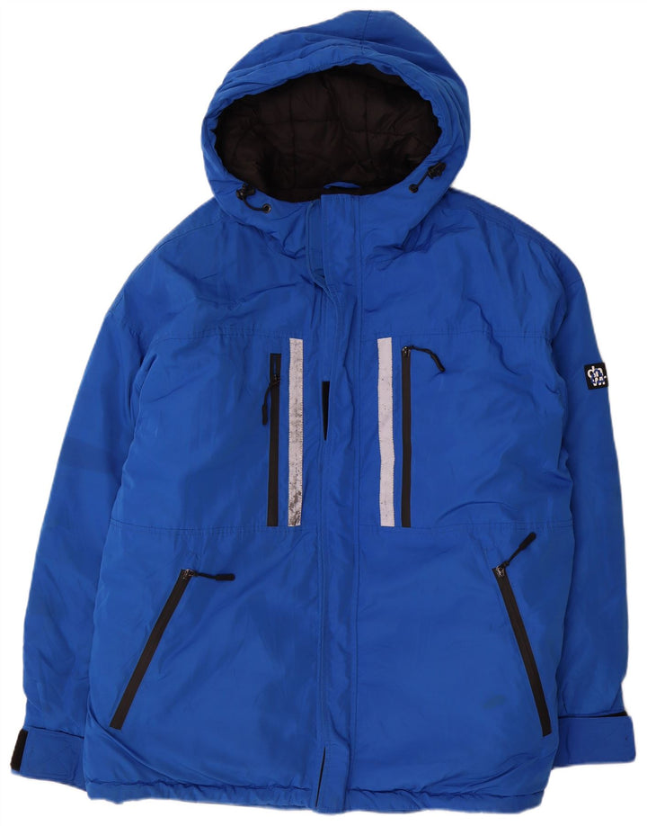 Zara Herren-Windbreakerjacke mit Kapuze, UK 42, XL, Blau, Polyester