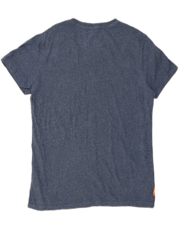 Superdry Herren-T-Shirt-Oberteil XL aus blau gefleckter Baumwolle