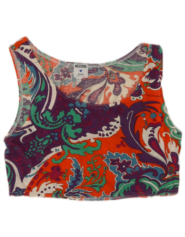 Moschino Womens Crop Top UK 16 Große mehrfarbige Paisley-Baumwolle