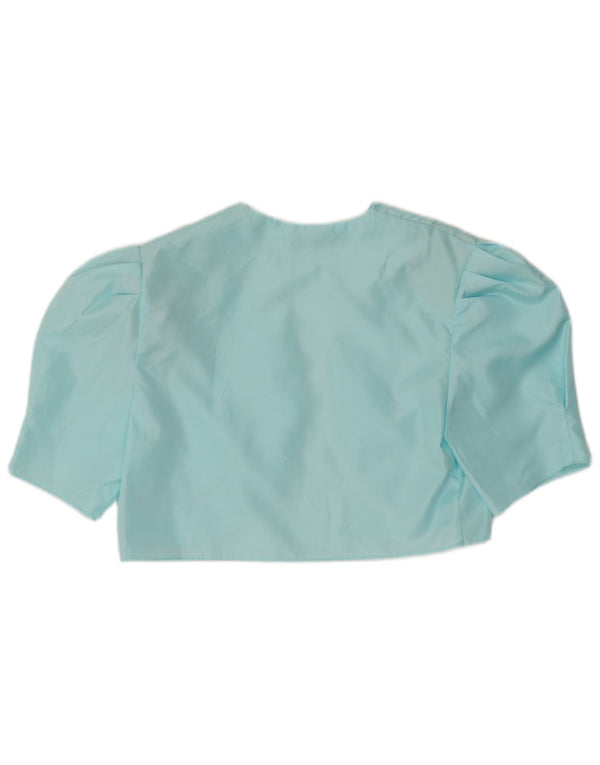 Vintage Damen Bolero Top UK 12 Mittelblaues Polyester