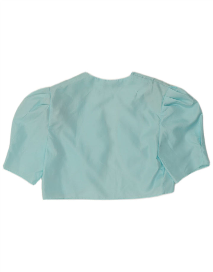 Vintage Damen Bolero Top UK 12 Mittelblaues Polyester