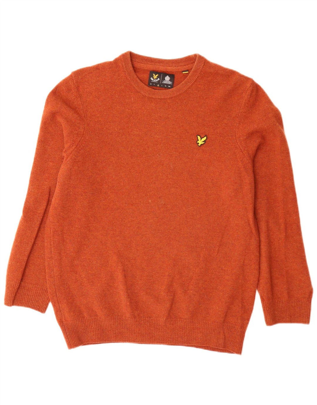 Lyle & Scott Herren-Pullover mit Rundhalsausschnitt, lockere Passform, mittelorange