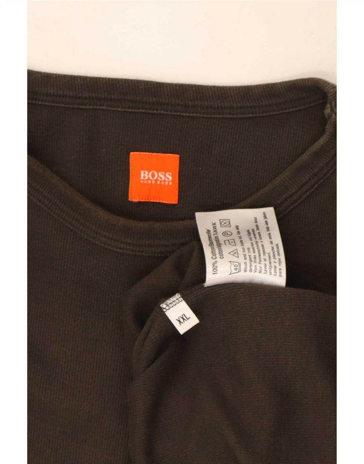 Hugo Boss Herren Top Langarm 2XL Khaki Baumwolle