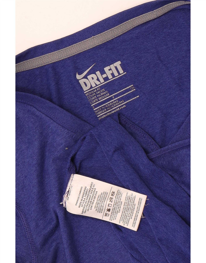 Nike Damen Dri Fit Regular Fit T-Shirt Top UK 10 Small Blau Polyester