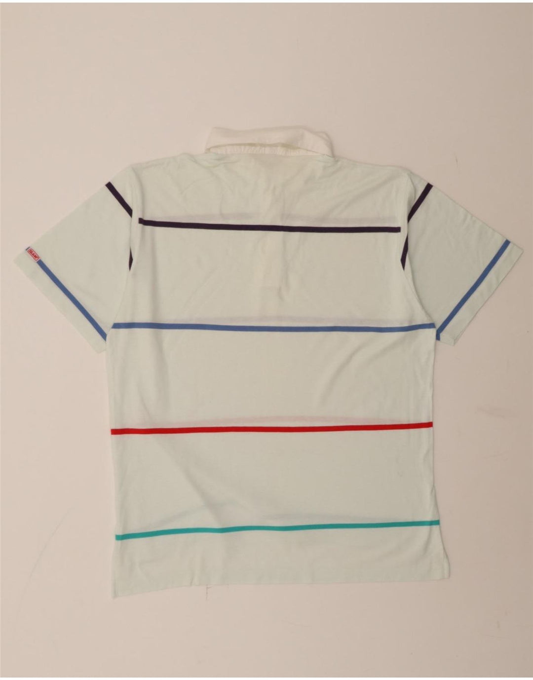 SLAM Mens Polo Shirt XL Blue Striped Cotton Vintage Slam and Second-Hand Slam from Messina Hembry 