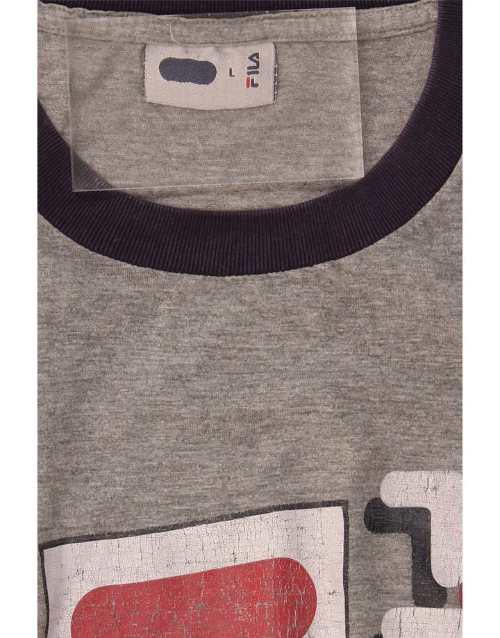 FILA Mens Graphic T-Shirt Top Large Grey Cotton Vintage Fila and Second-Hand Fila from Messina Hembry 