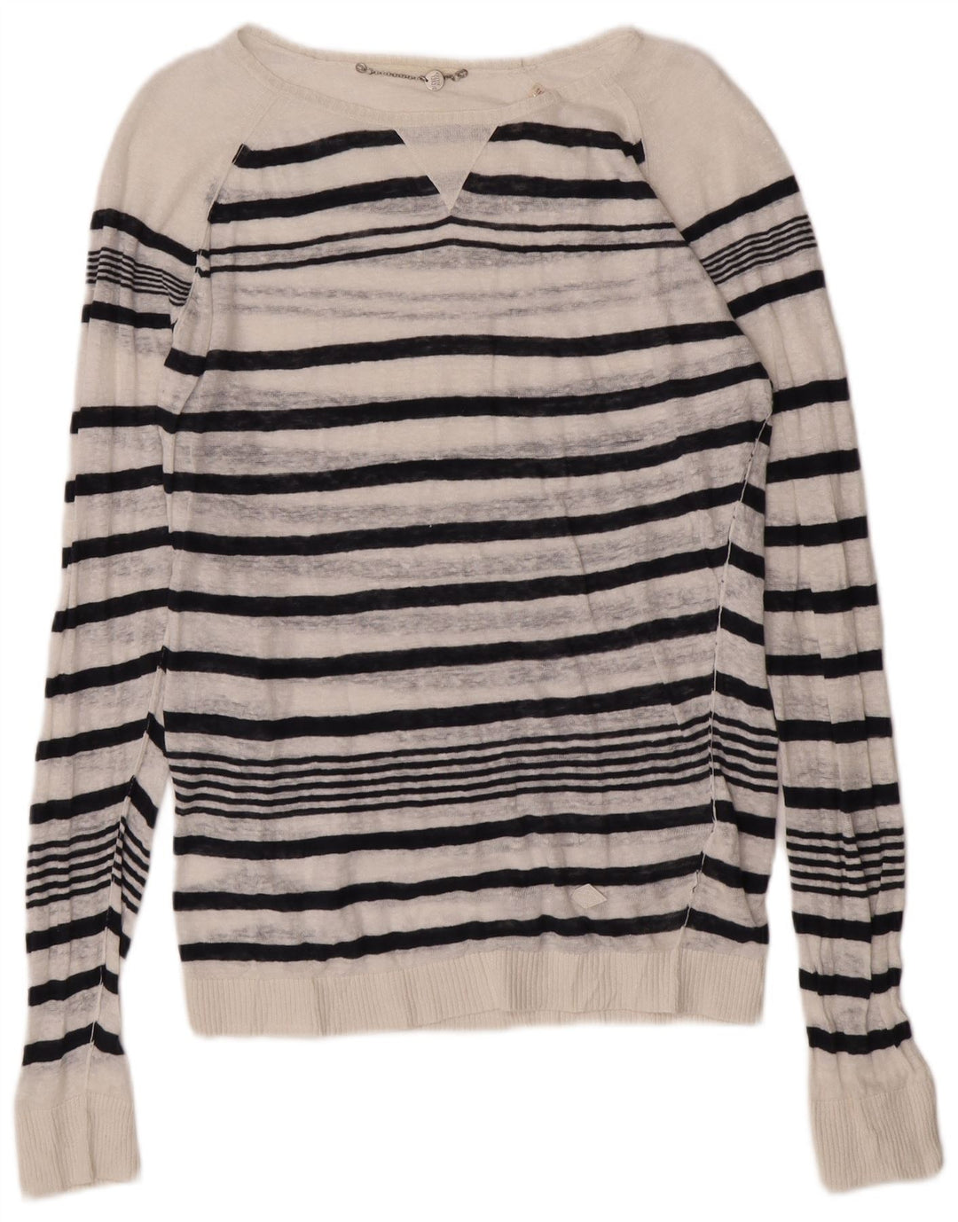 Diesel Damen-Pullover mit U-Boot-Ausschnitt, UK 14, mittelweiß gestreift