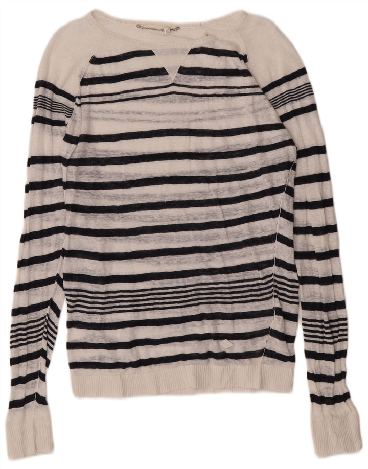 Diesel Damen-Pullover mit U-Boot-Ausschnitt, UK 14, mittelweiß gestreift