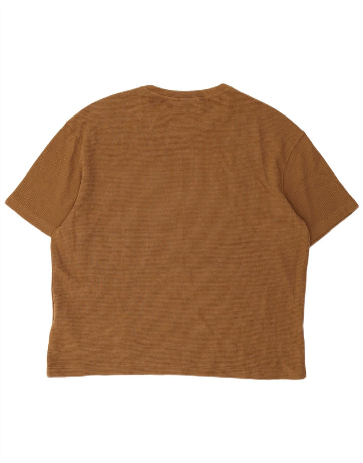 Zara Herren T-Shirt Top Large Beige Baumwolle