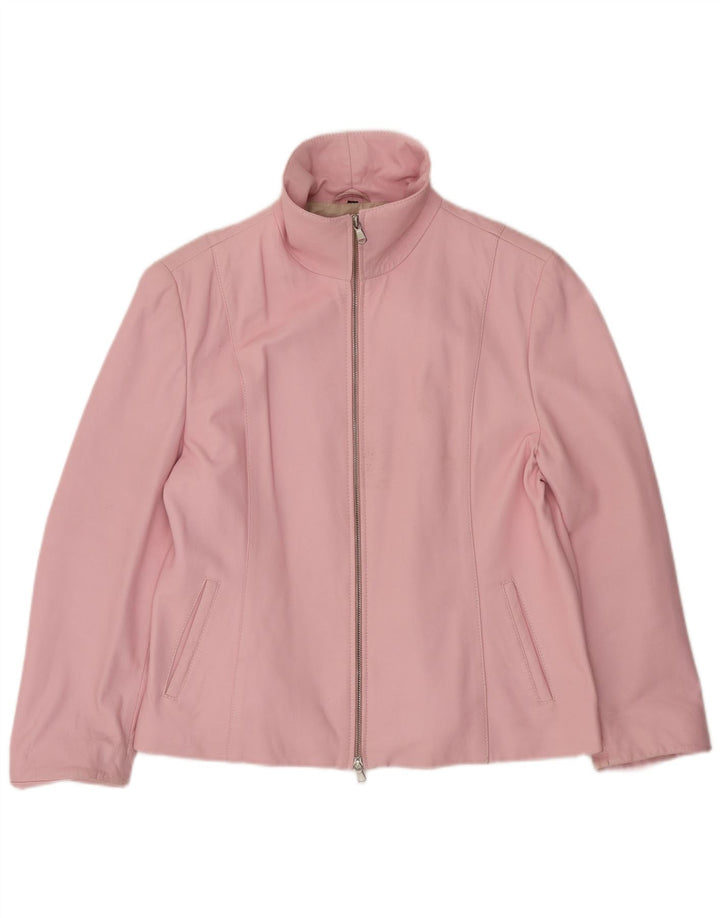 CABRINI Damen Lederjacke UK 16 Großes rosa Leder
