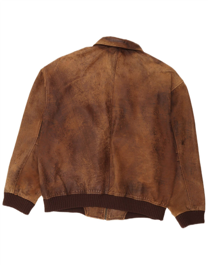 Vintage Herren Lederjacke UK 44 2XL Braunes Leder