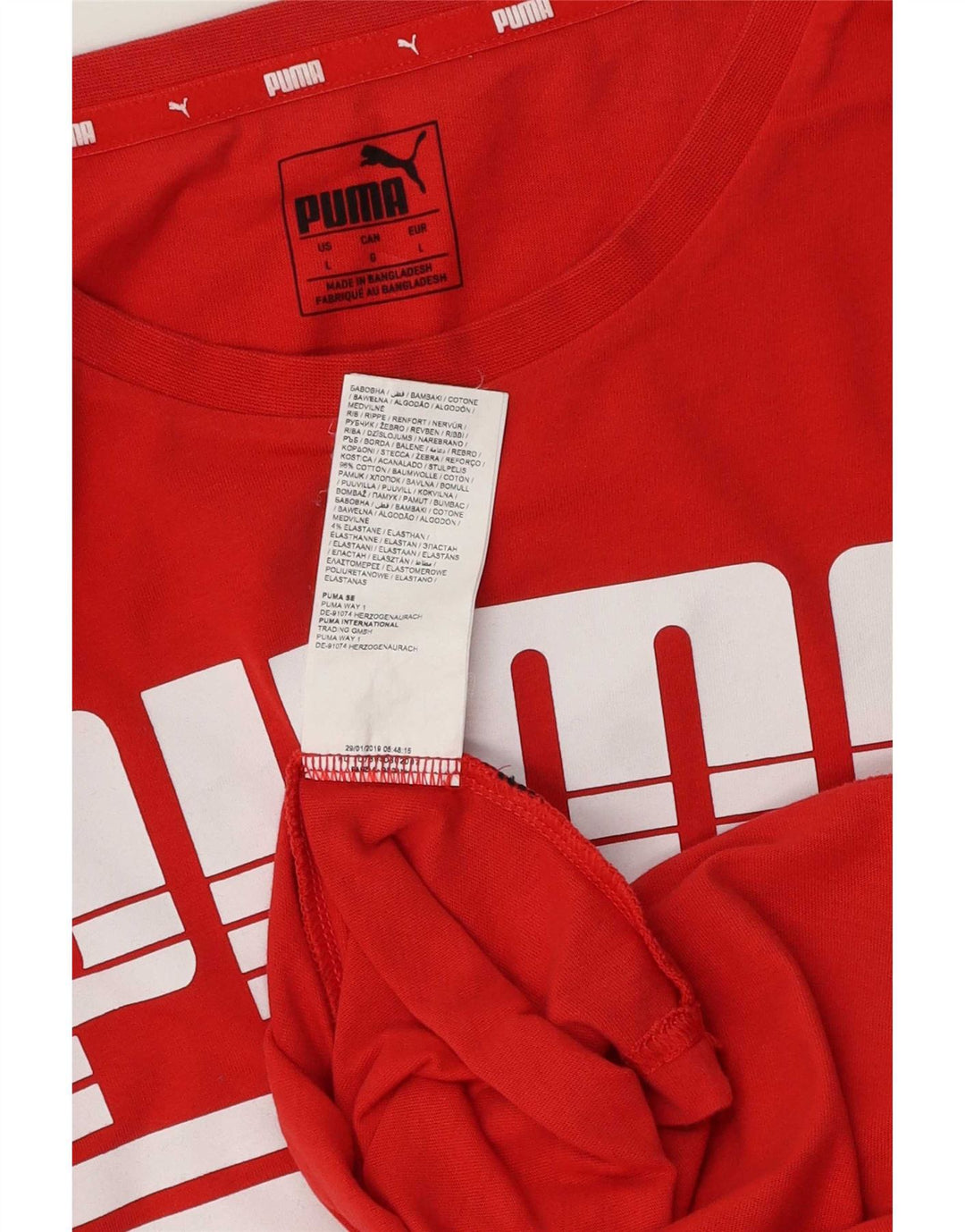 Puma Herren Grafik T-Shirt Top Große rote Baumwolle