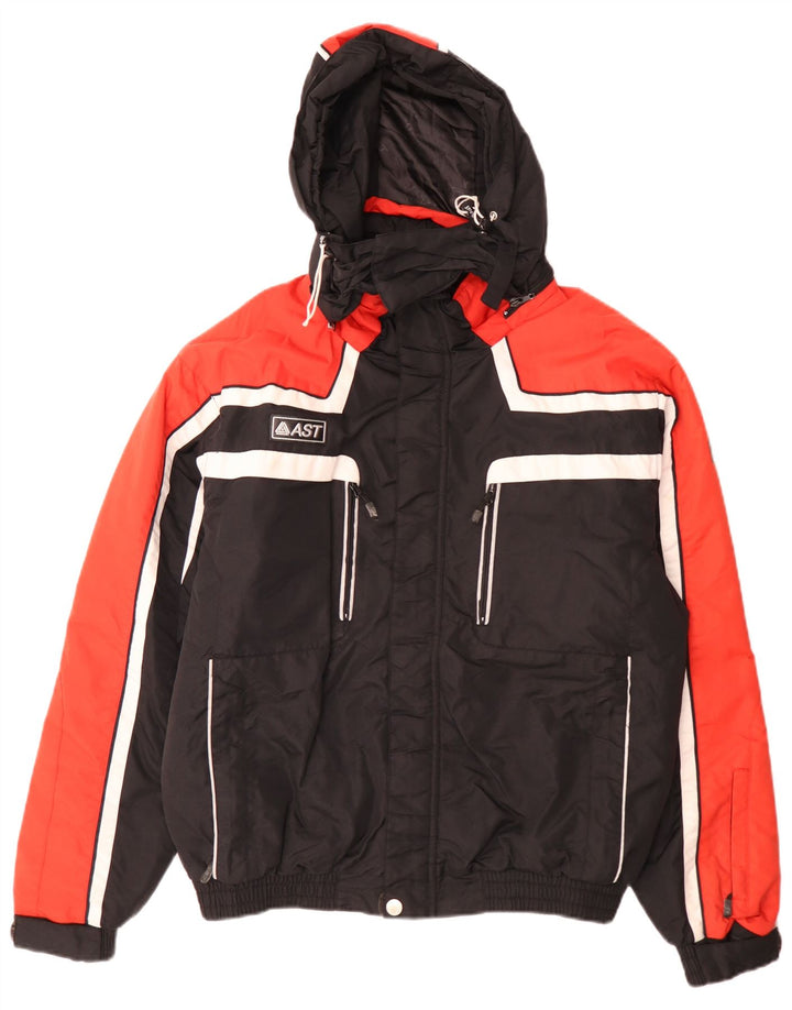AST Herren-Skijacke mit Kapuze, UK 40, Größe L, Schwarz, Colourblock-Polyamid