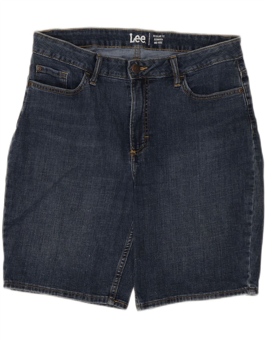 LEE Womens Mid Rise Regular Fit Bermuda Denim Shorts US 14 Large W34 Blue Vintage Lee and Second-Hand Lee from Messina Hembry 