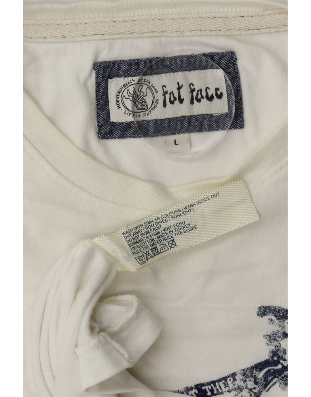 Fat Face Herren-T-Shirt mit Grafik, Größe L, aus weißer Baumwolle
